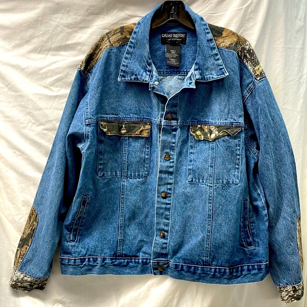 Camo ridge sportswear denim & camo jacket men sz L